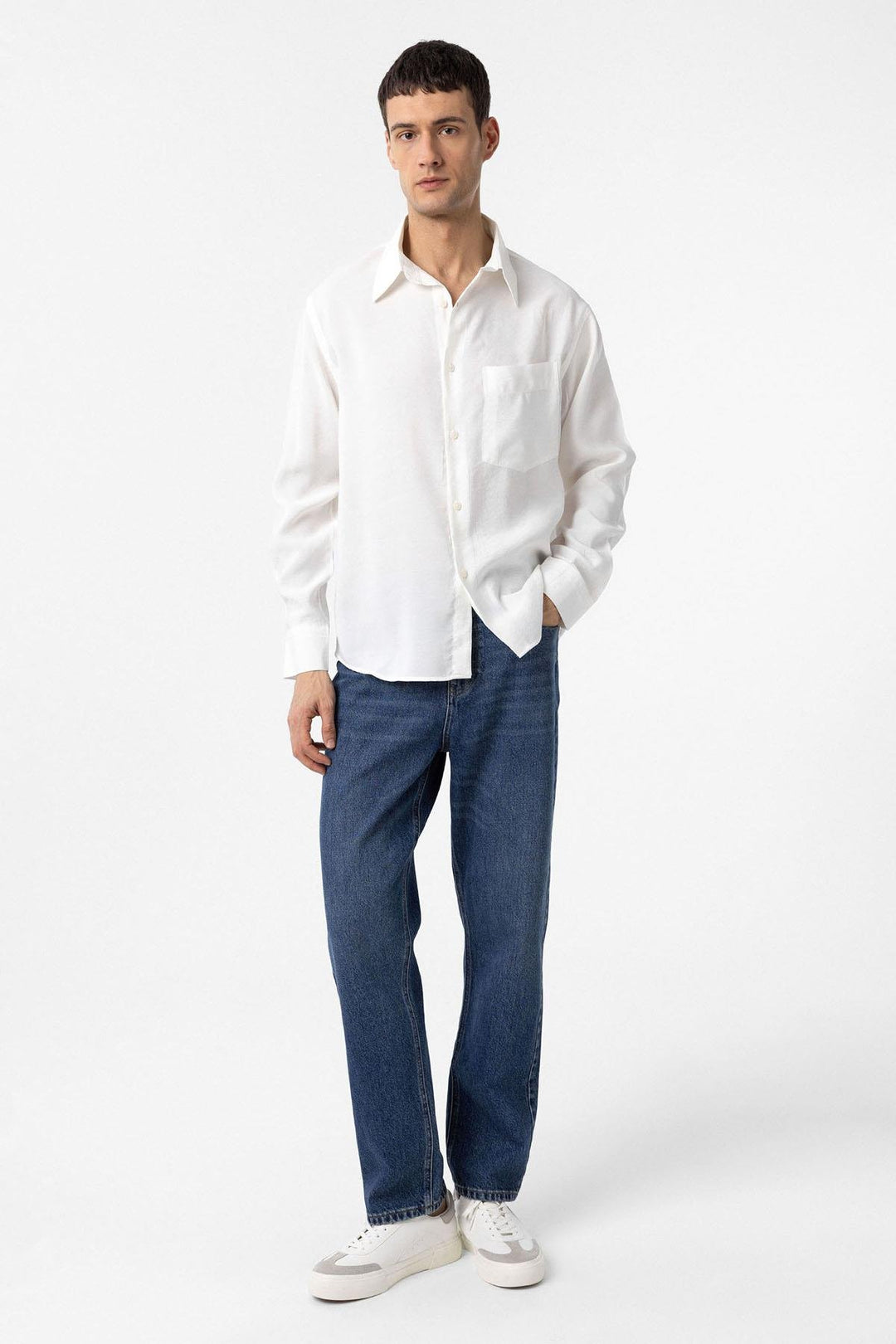 ANT Antioch White Modal Fabric Relax Fit Men's Shirt - Burlington