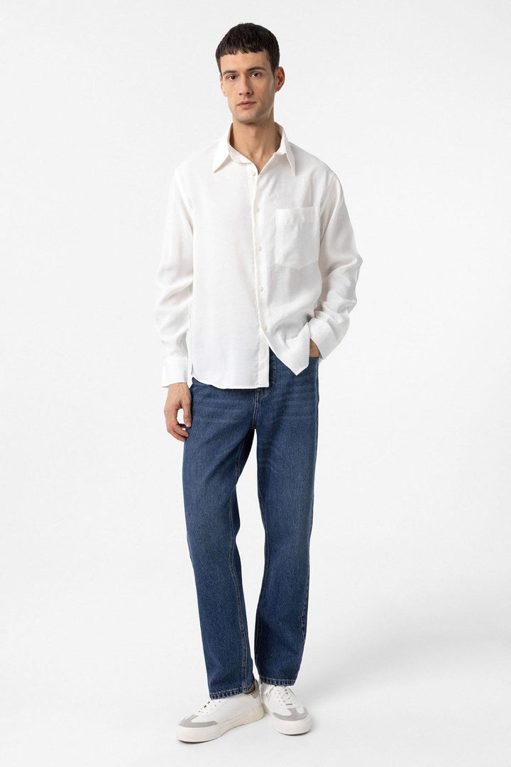 ANT Antioch White Modal Fabric Relax Fit Men's Shirt - Burlington