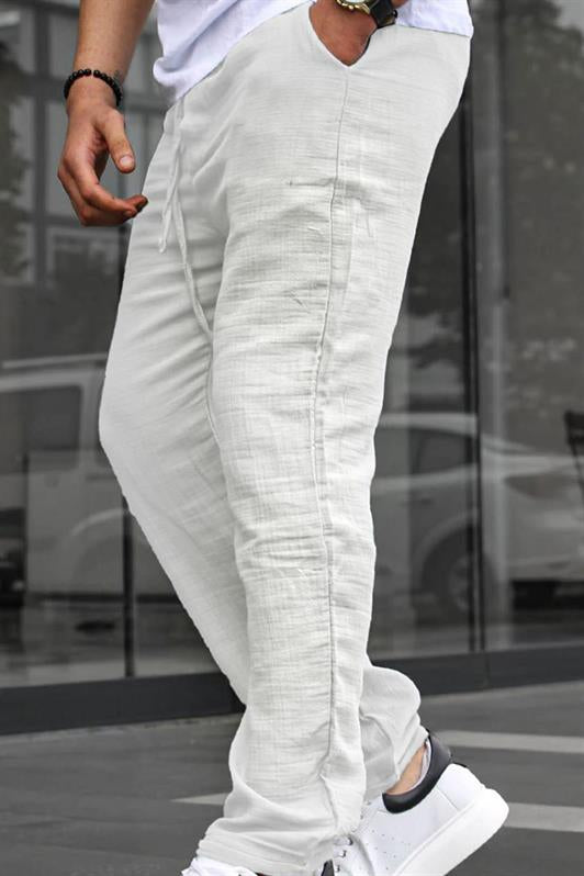 MDX White Muslin Fabric Men's Basic Pants 6507 - Laeken