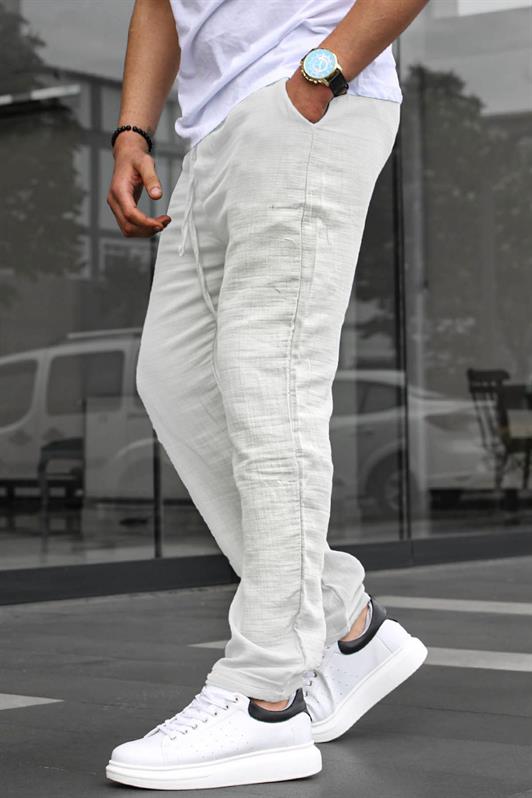 MDX White Muslin Fabric Men's Basic Pants 6507 - Laeken