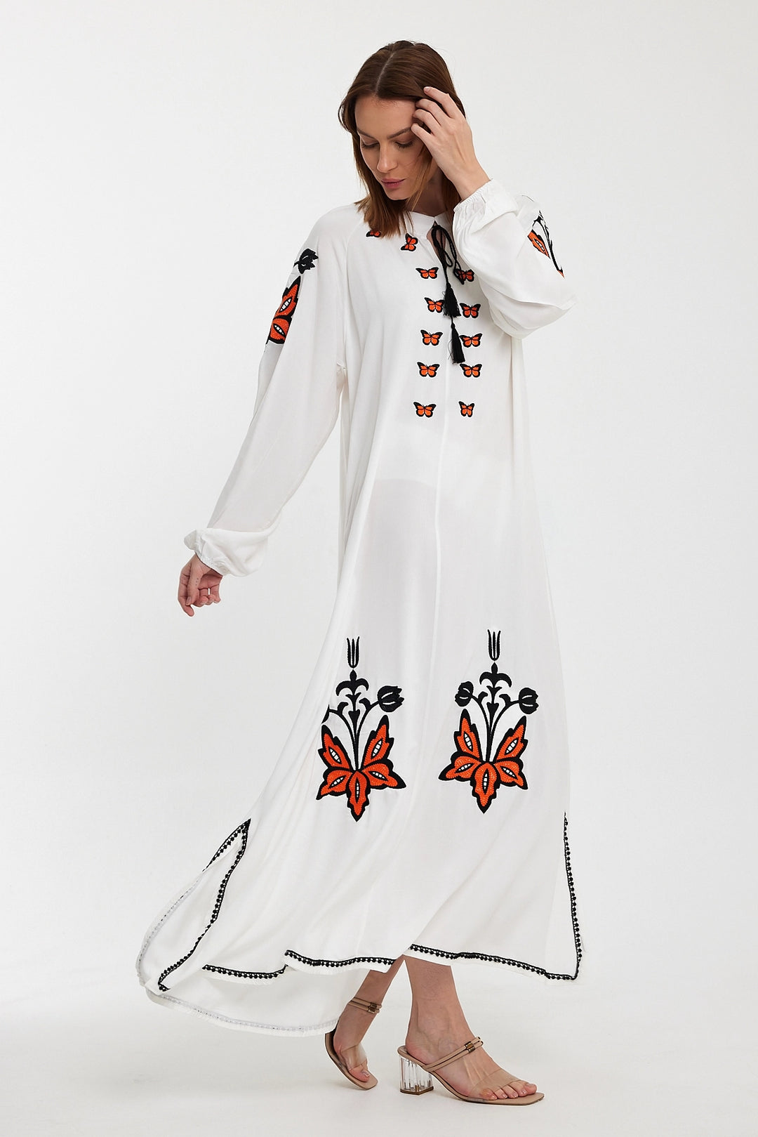 Maxi Boy White Embroidered Long Woven Dress BCVL-241026 - Silves