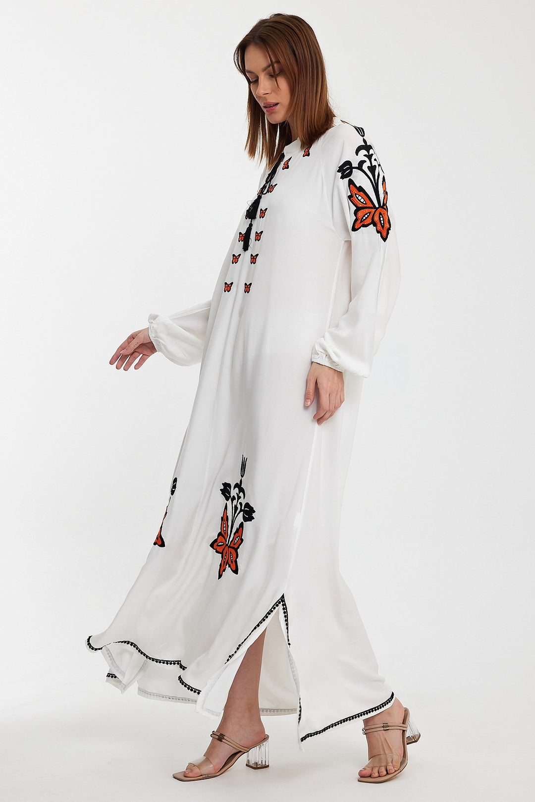 Maxi Boy White Embroidered Long Woven Dress BCVL-241026 - Silves