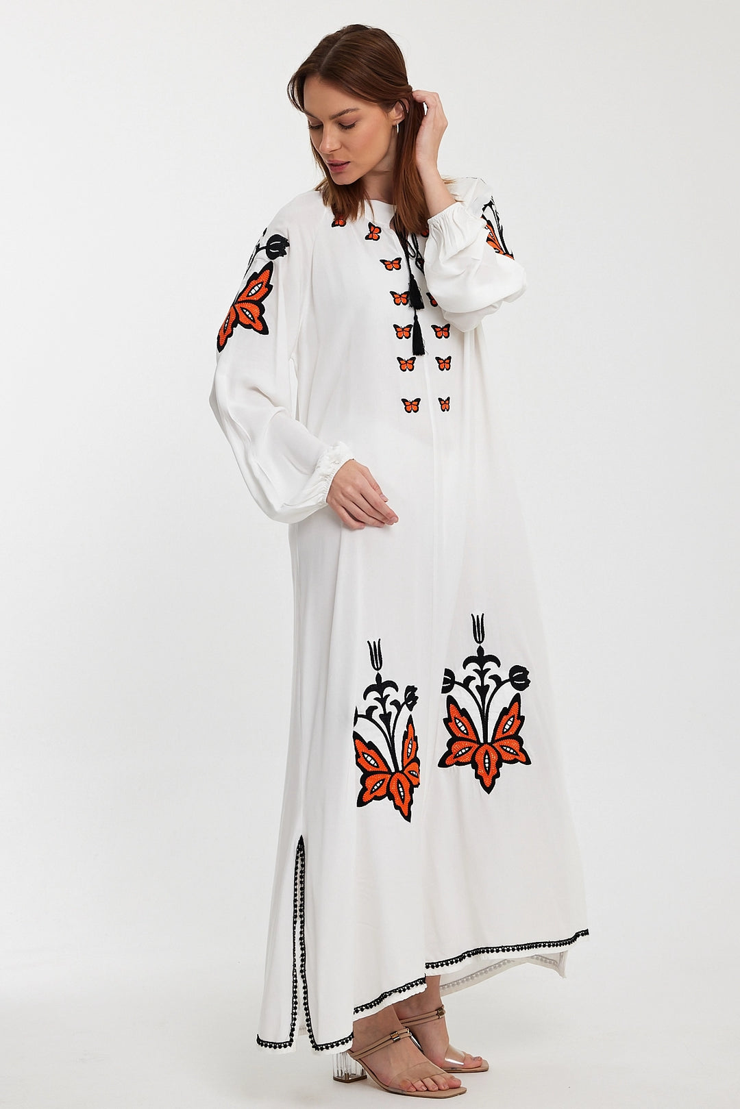 Maxi Boy White Embroidered Long Woven Dress BCVL-241026 - Silves
