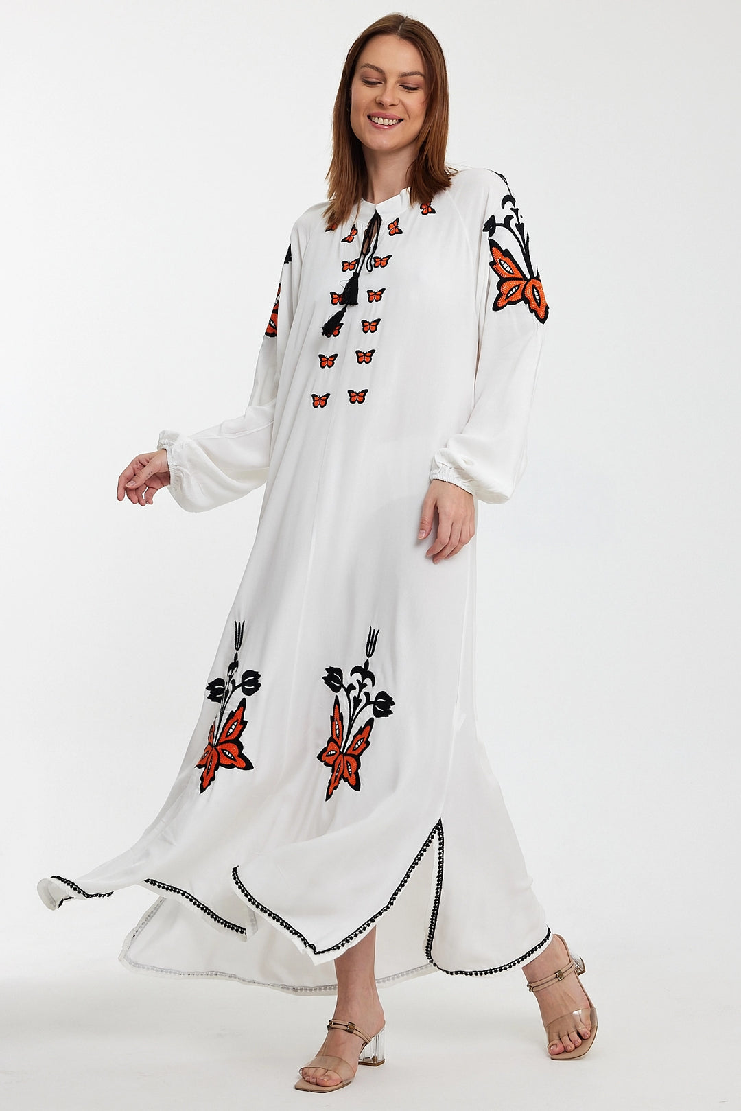 Maxi Boy White Embroidered Long Woven Dress BCVL-241026 - Silves