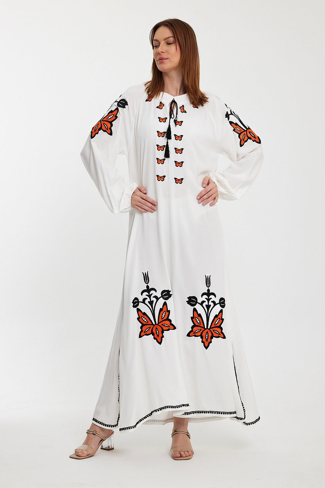 Maxi Boy White Embroidered Long Woven Dress BCVL-241026 - Silves