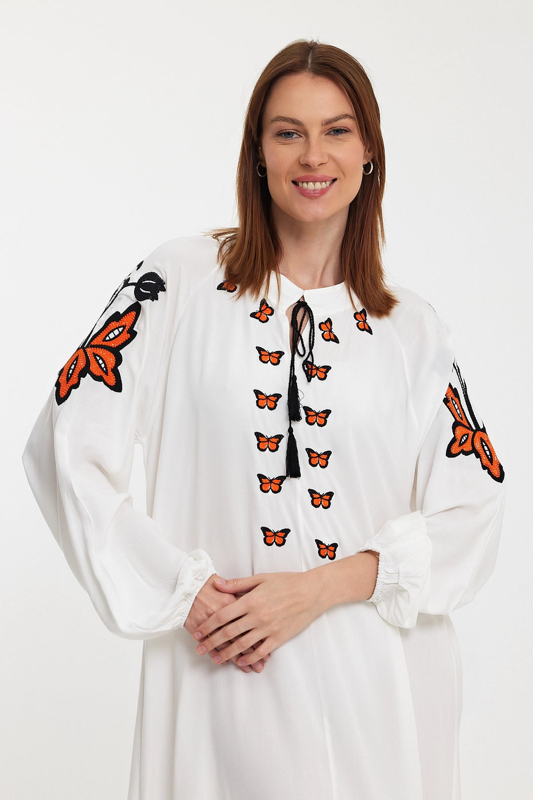 Maxi Boy White Embroidered Long Woven Dress BCVL-241026 - Silves