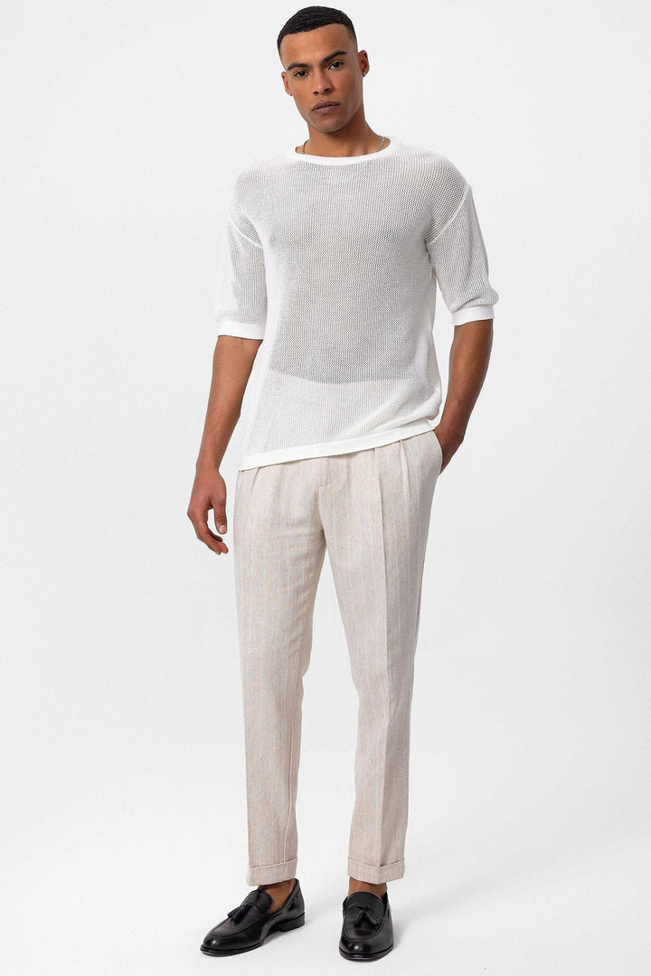 ANT Antioch White Oversize Openwork Men's T-Shirt - Central Islip