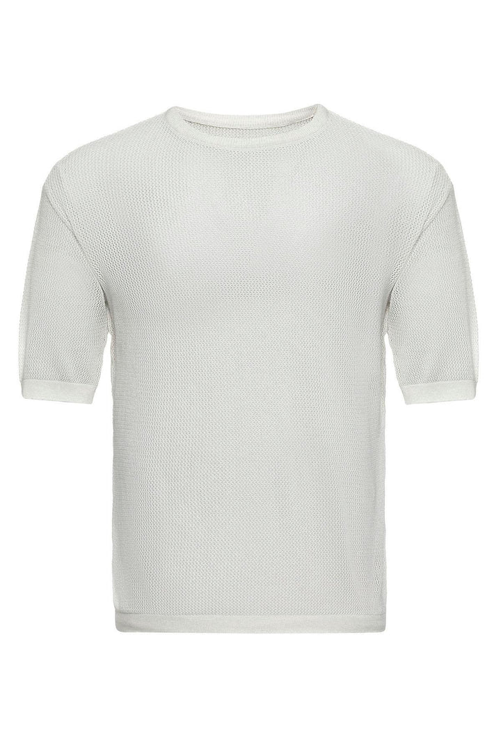 ANT Antioch White Oversize Openwork Men's T-Shirt - Central Islip