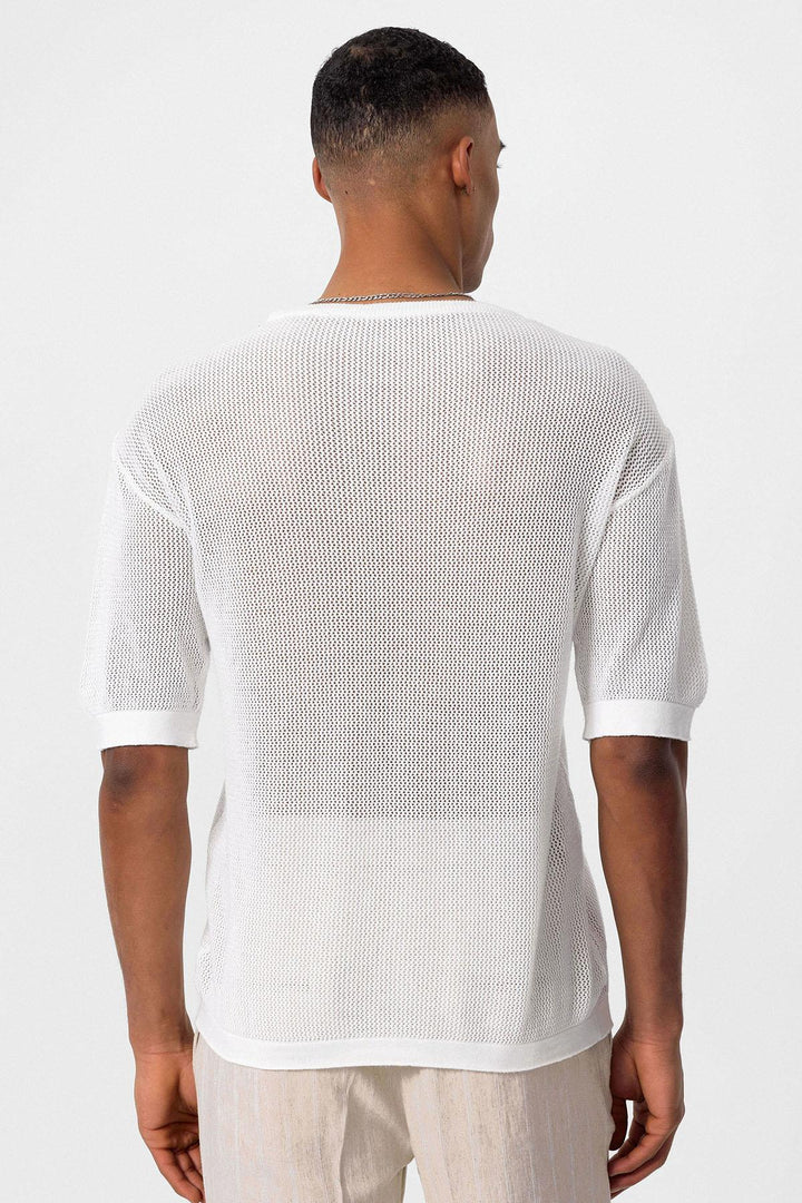 ANT Antioch White Oversize Openwork Men's T-Shirt - Central Islip