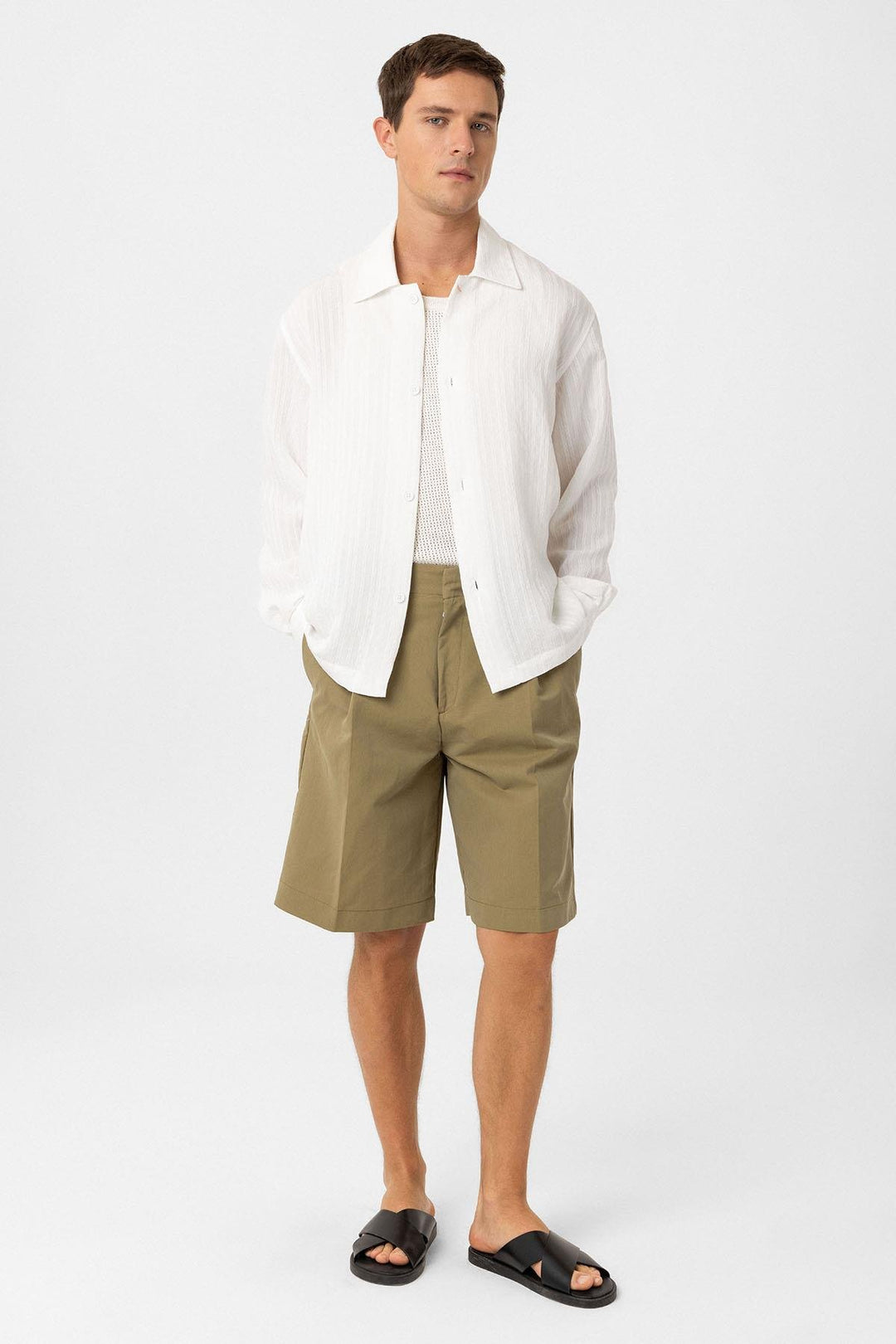 ANT Antioch White Oversize Textured Men's Shirt - Minatitlán