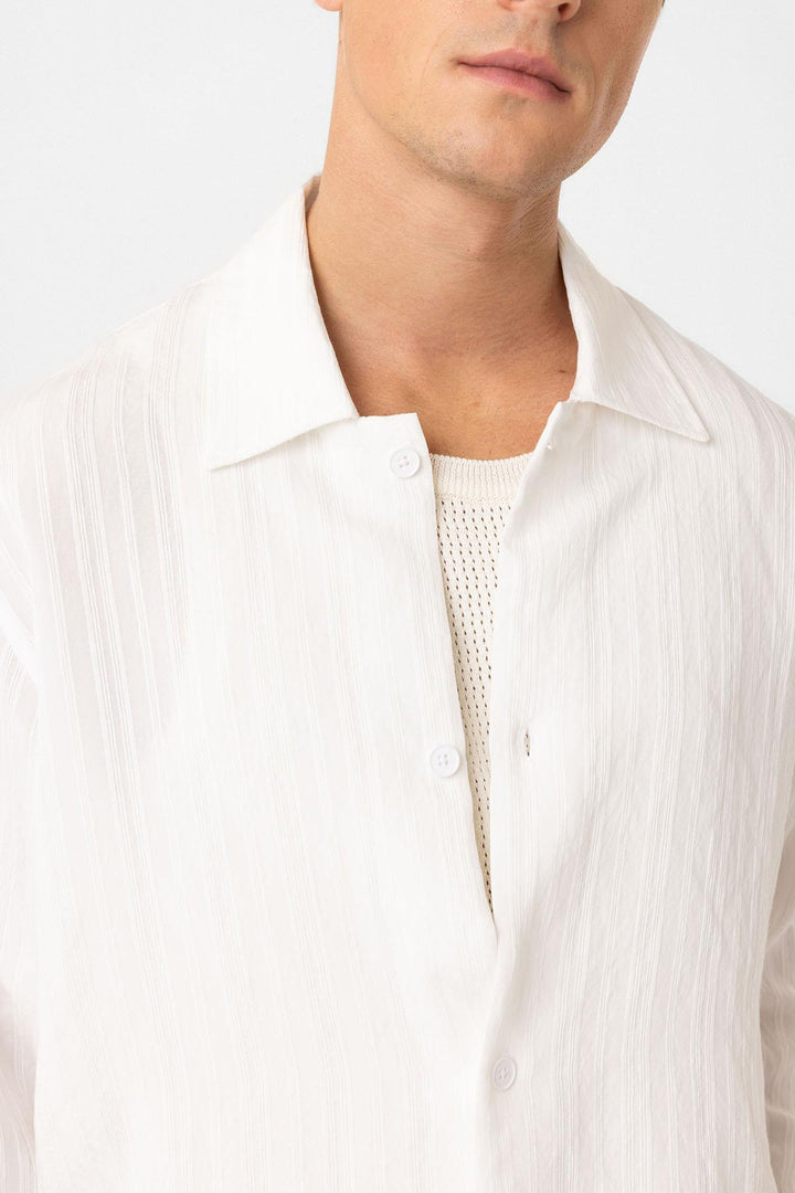 ANT Antioch White Oversize Textured Men's Shirt - Minatitlán