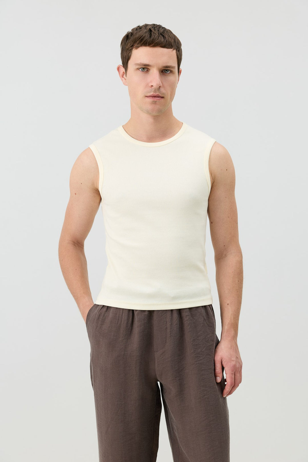 ANT Antioch Beyaz Pamuklu Kolsuz Erkek T-Shirt - Weston-super-Mare
