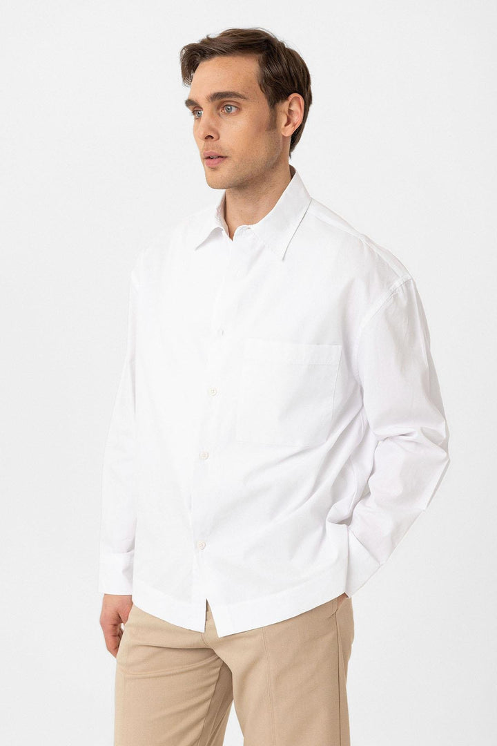 ANT Antioch White Cotton Relaxed Fit Men's Shirt - Gravesend