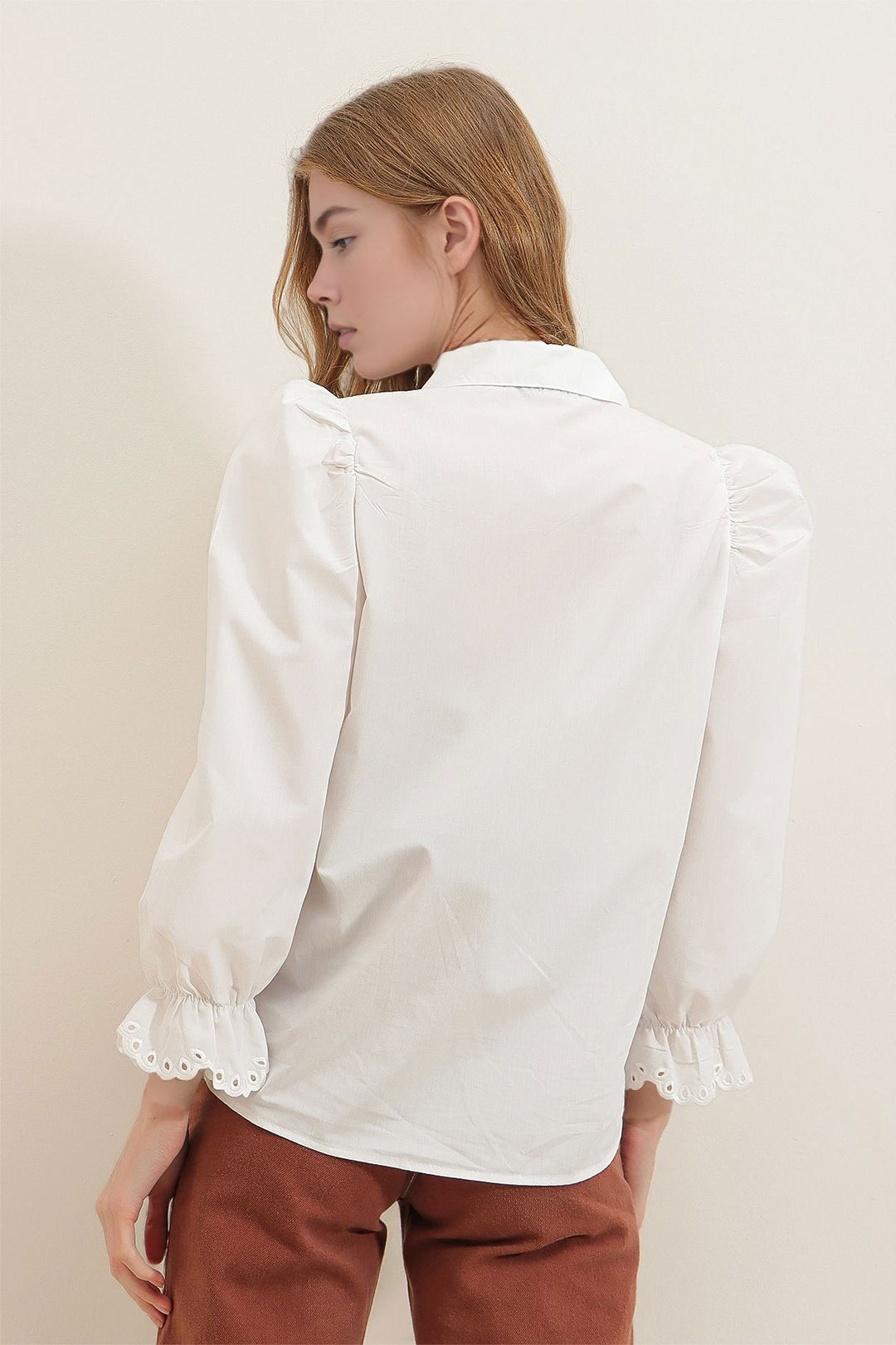 White Princess Arm Gupure Embroidered Woven Shirt BCHESQ-251125 - Bobigny