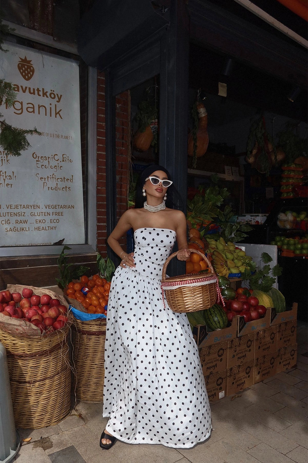 EYY Women White Tara Polka Dot Long Dress - Rock Island