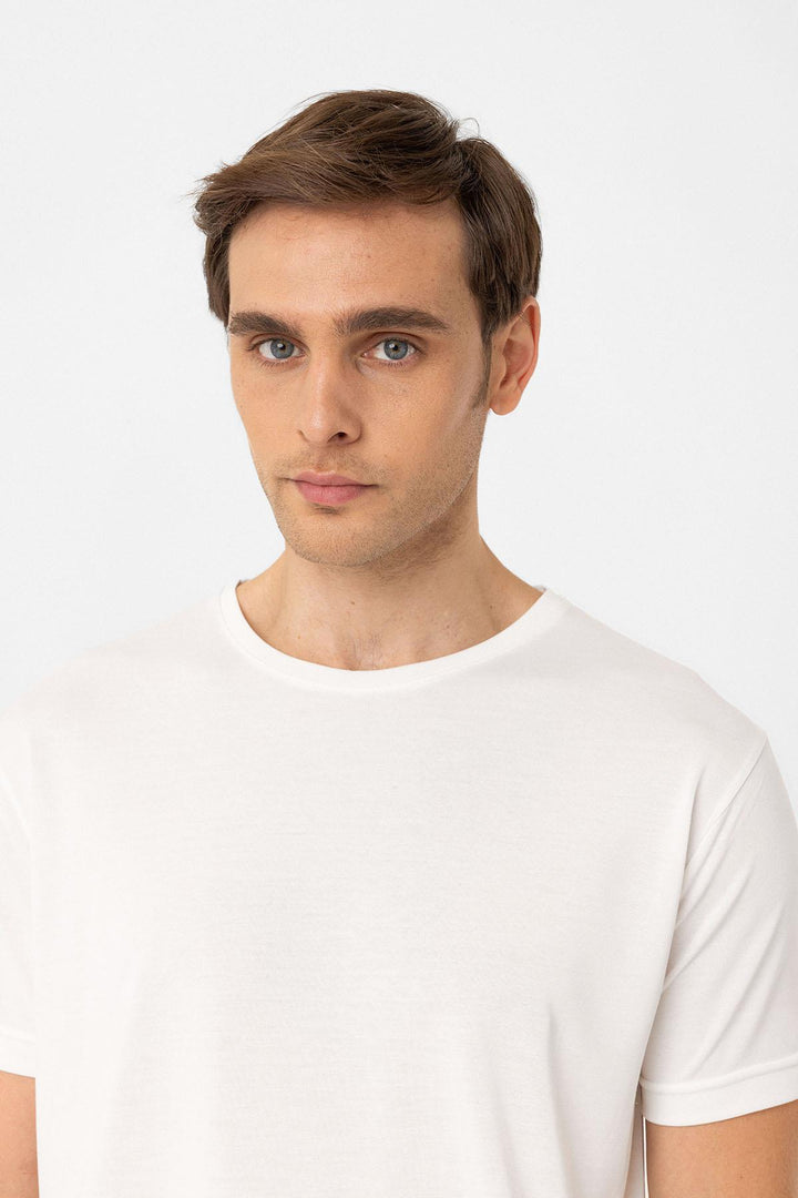 ANT Antioch Beyaz Regular Fit Modal Teknik Kumaş Erkek T-Shirt - Fellbach