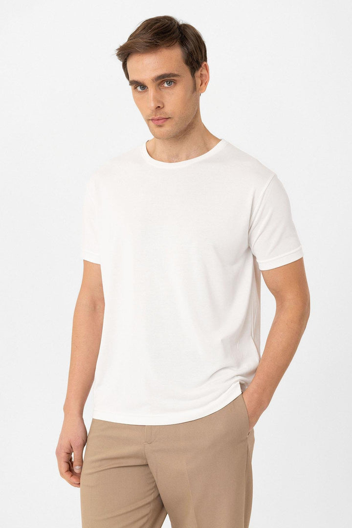 ANT Antioch Beyaz Regular Fit Modal Teknik Kumaş Erkek T-Shirt - Fellbach
