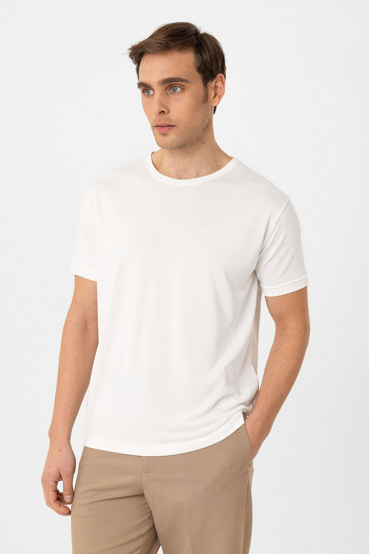 ANT Antioch Beyaz Regular Fit Modal Teknik Kumaş Erkek T-Shirt - Fellbach