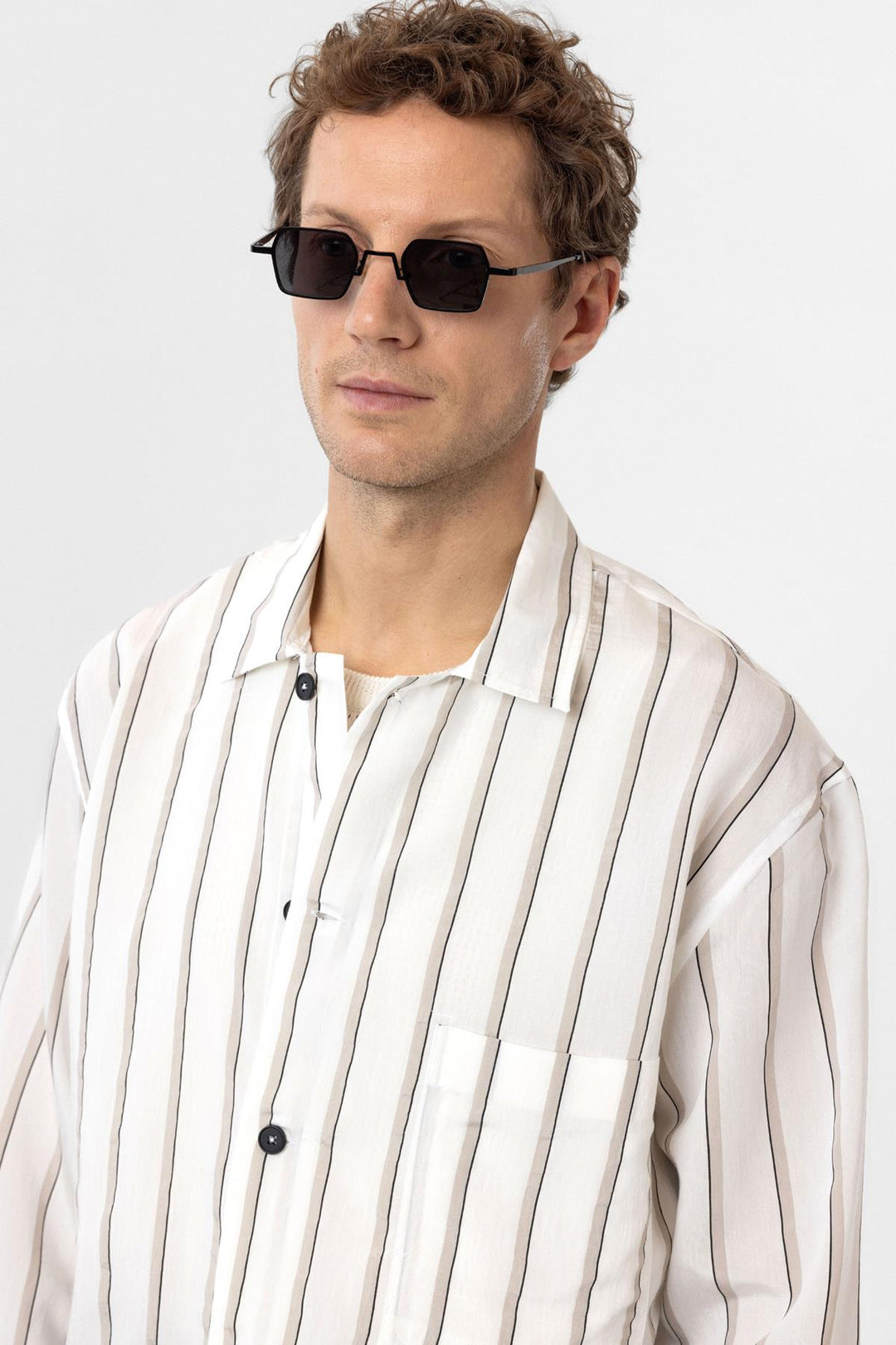 ANT Antioch White Relax Fit Striped Men's Shirt - Plano