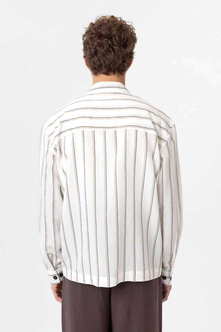 ANT Antioch White Relax Fit Striped Men's Shirt - Plano