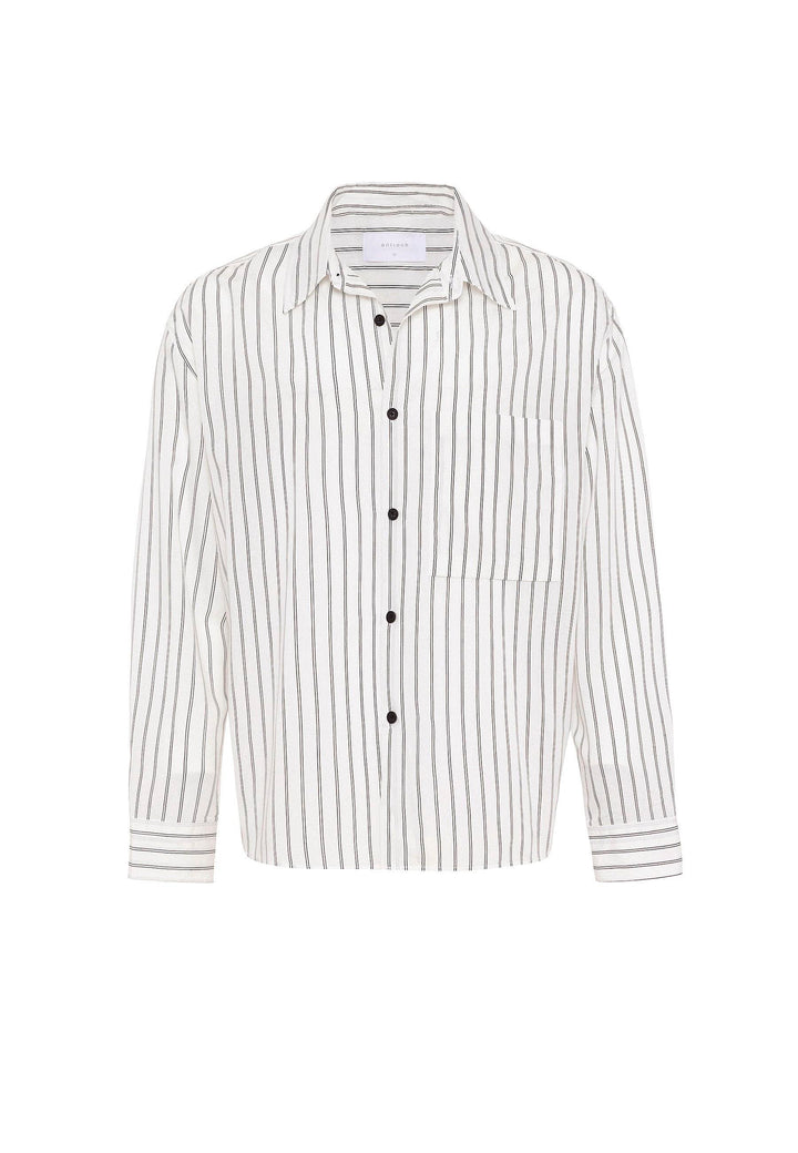 ANT Antioch White Relax Fit Striped Men's Shirt - Umán