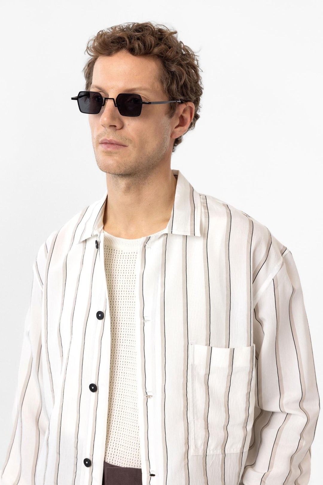 ANT Antioch White Relax Fit Striped Men's Shirt - Plano