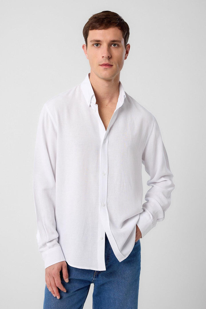 ANT Antioch White Relax Fit Linen Blend Men's Shirt - Grande Prairie