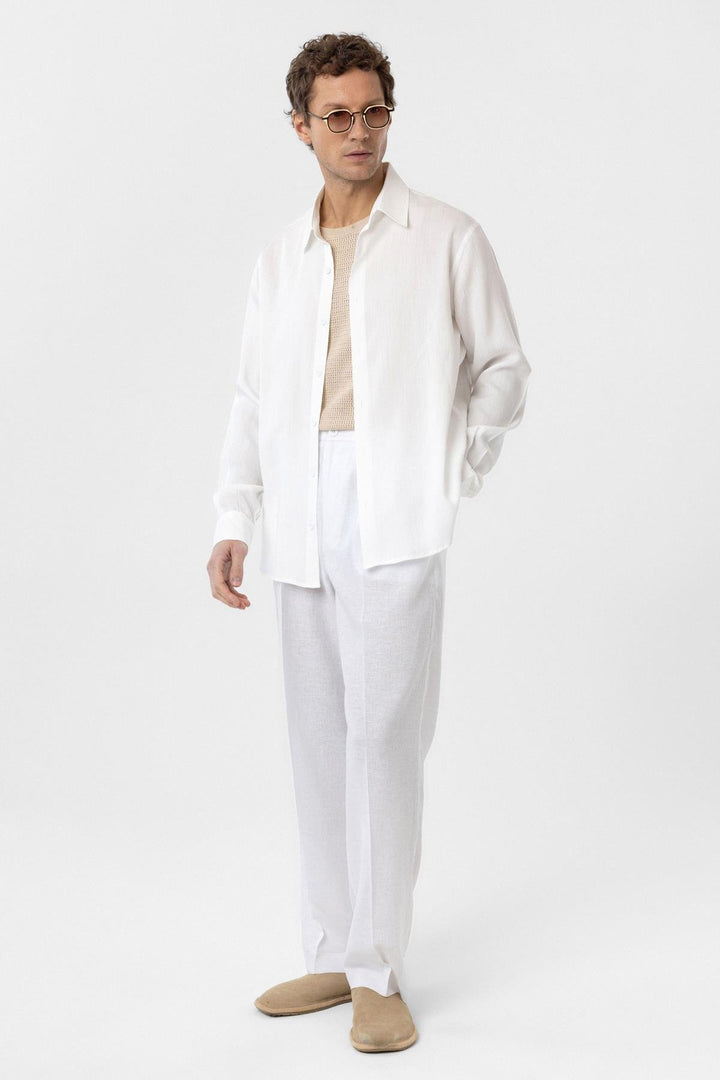 ANT Antioch White Relax Fit Lyocell Fabric Men's Shirt - Clamart