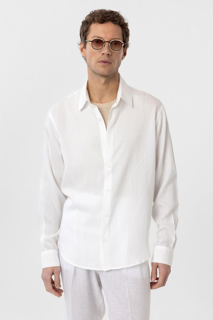 ANT Antioch White Relax Fit Lyocell Fabric Men's Shirt - Ipswich