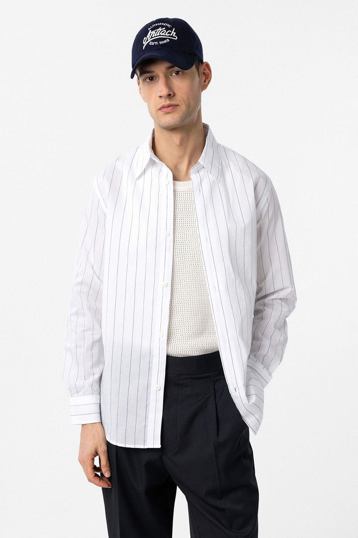 ANT Antioch White Relaxed Striped Men's Shirt - Grosseto