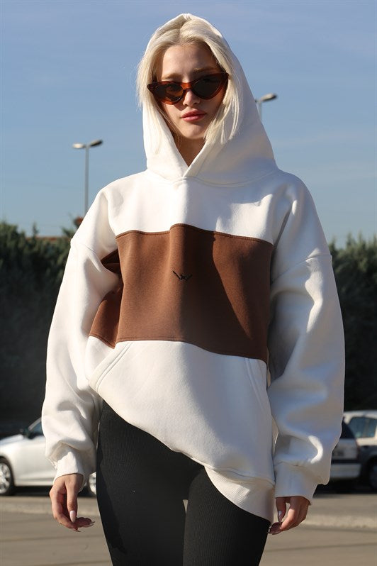 MDX White Color Blocked Sherpa Sweatshirt MG1544 - Union