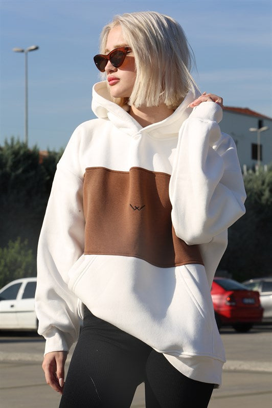 MDX White Color Blocked Sherpa Sweatshirt MG1544 - Union