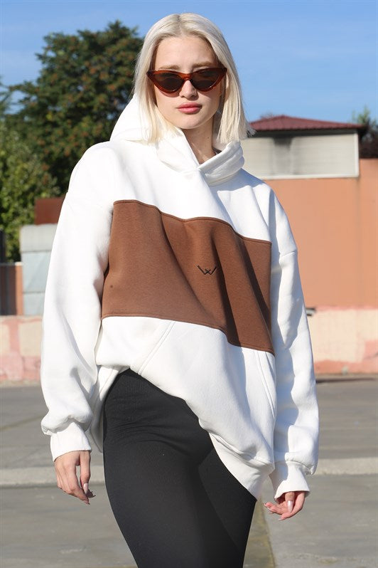 MDX White Color Blocked Sherpa Sweatshirt MG1544 - Union