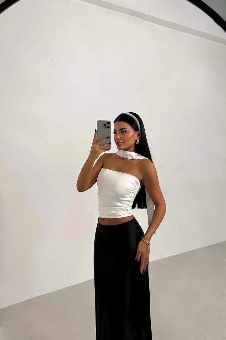EYY Women Beyaz Saten Crop Top - Palaiseau