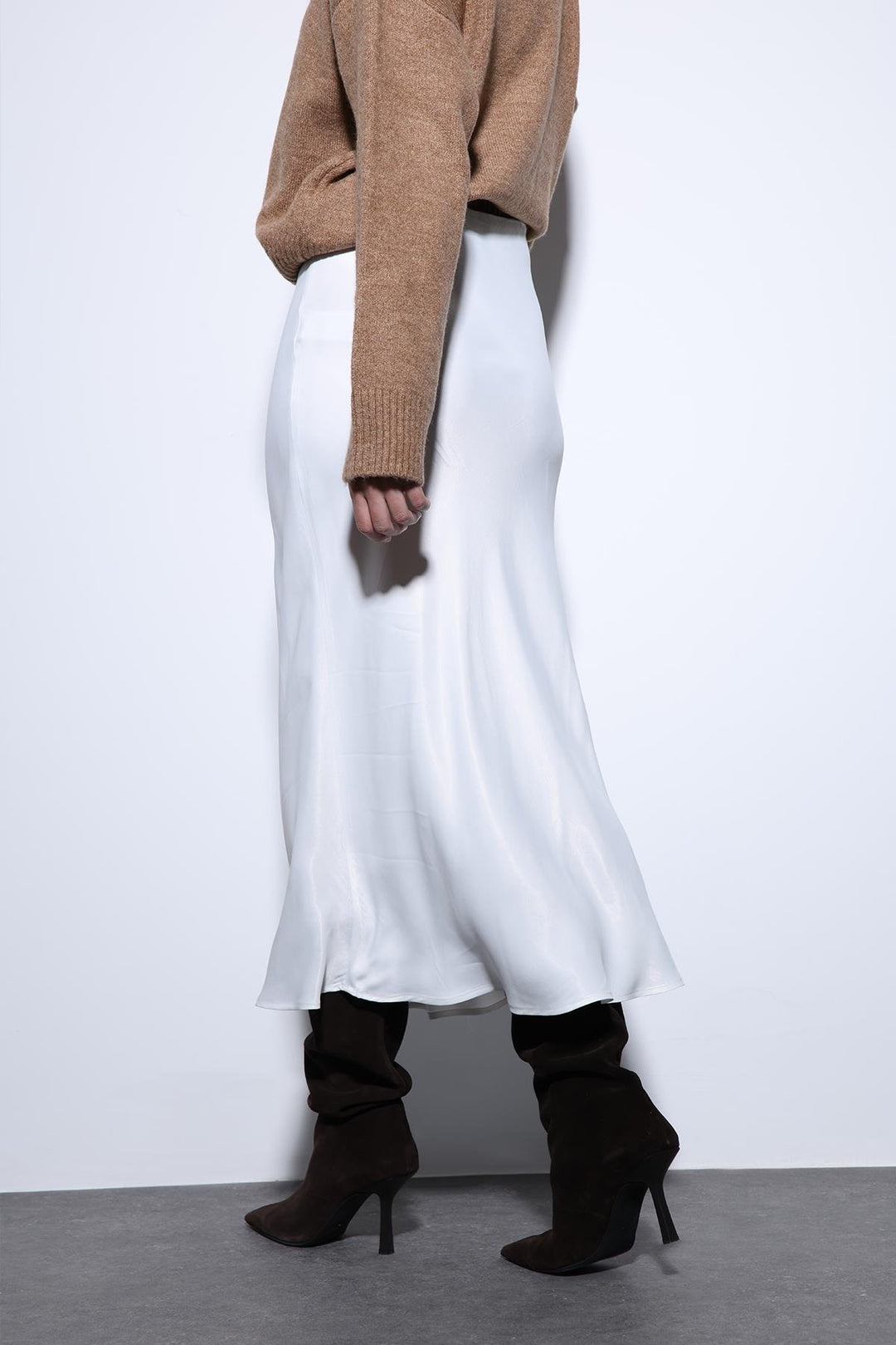 ANT Antioch White Satin Midi Skirt - Kanata