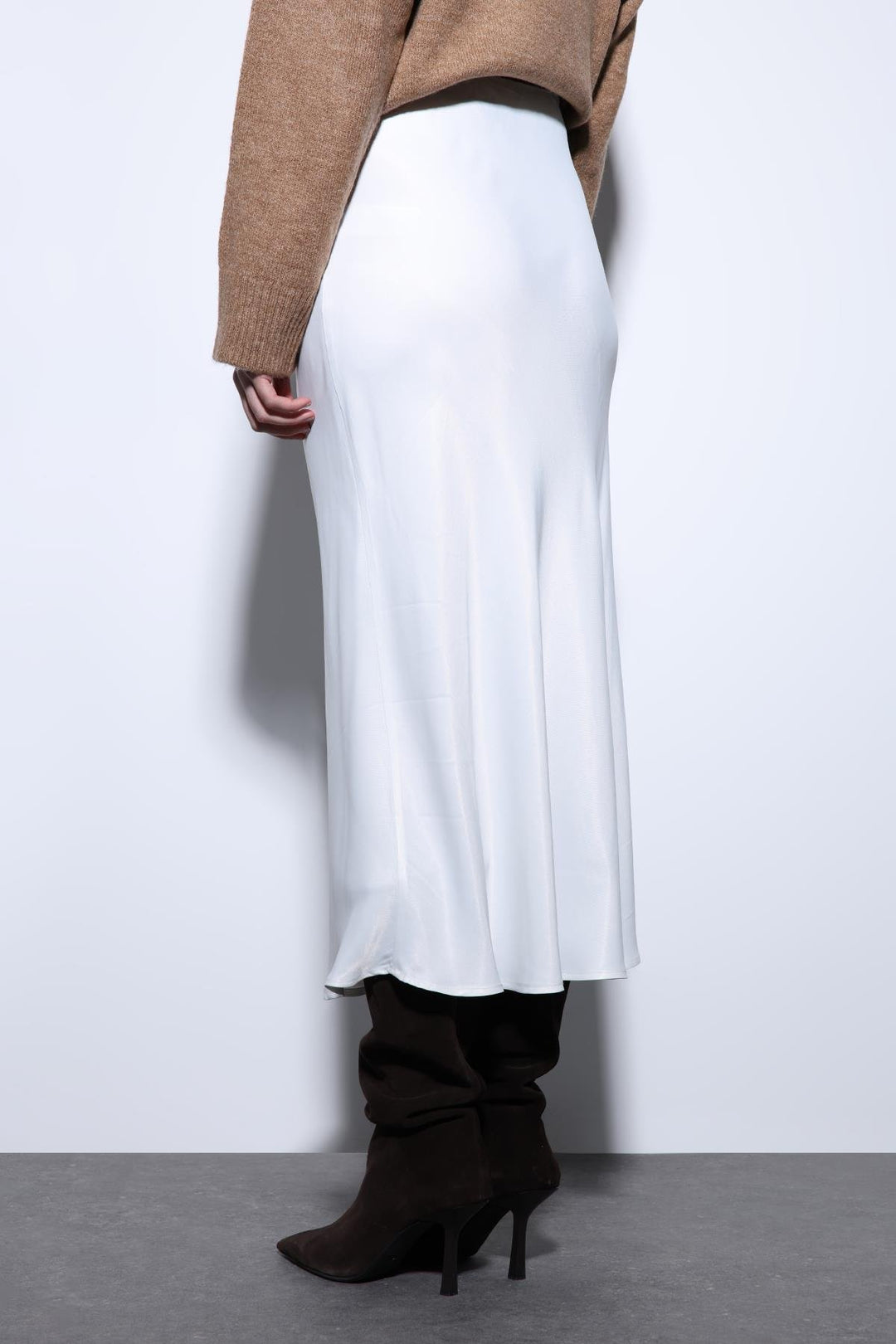ANT Antioch White Satin Midi Skirt - Roy