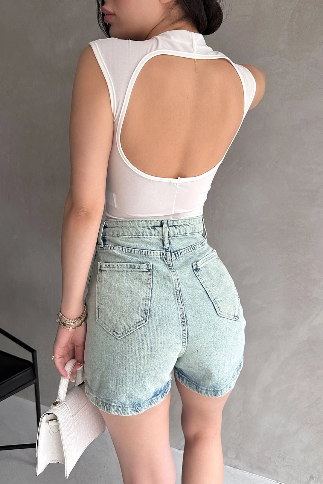 White Backless Buzzy Blouse BCDF-252162 - Tooele
