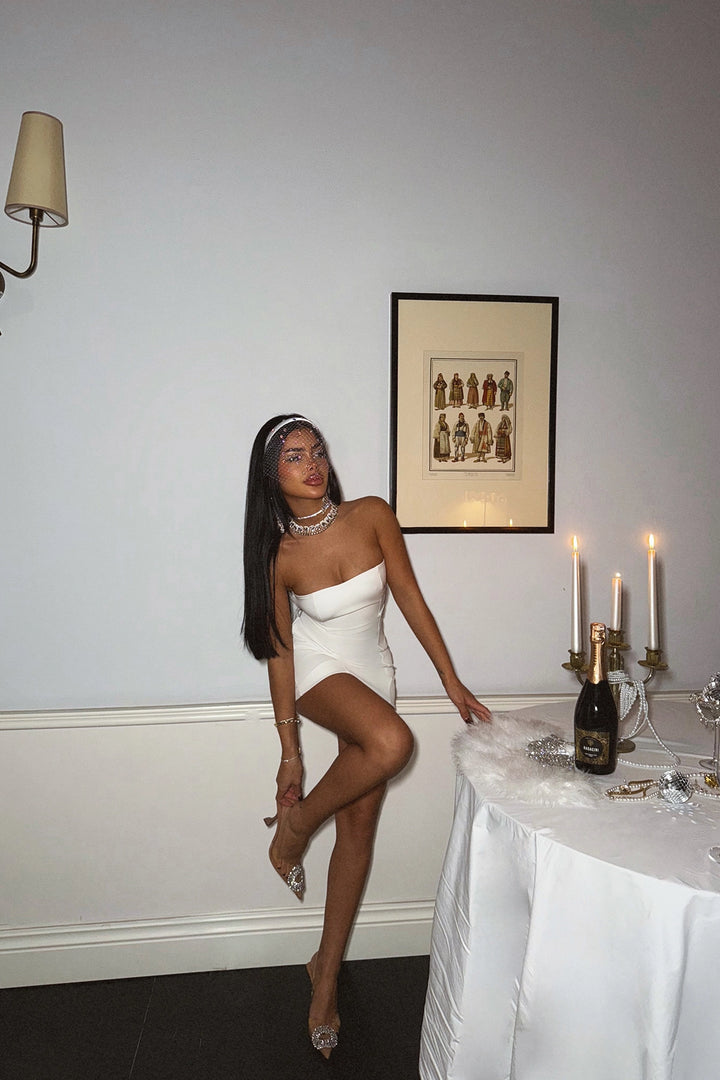 EYY Women White Strapless Mini Dress - Chillum