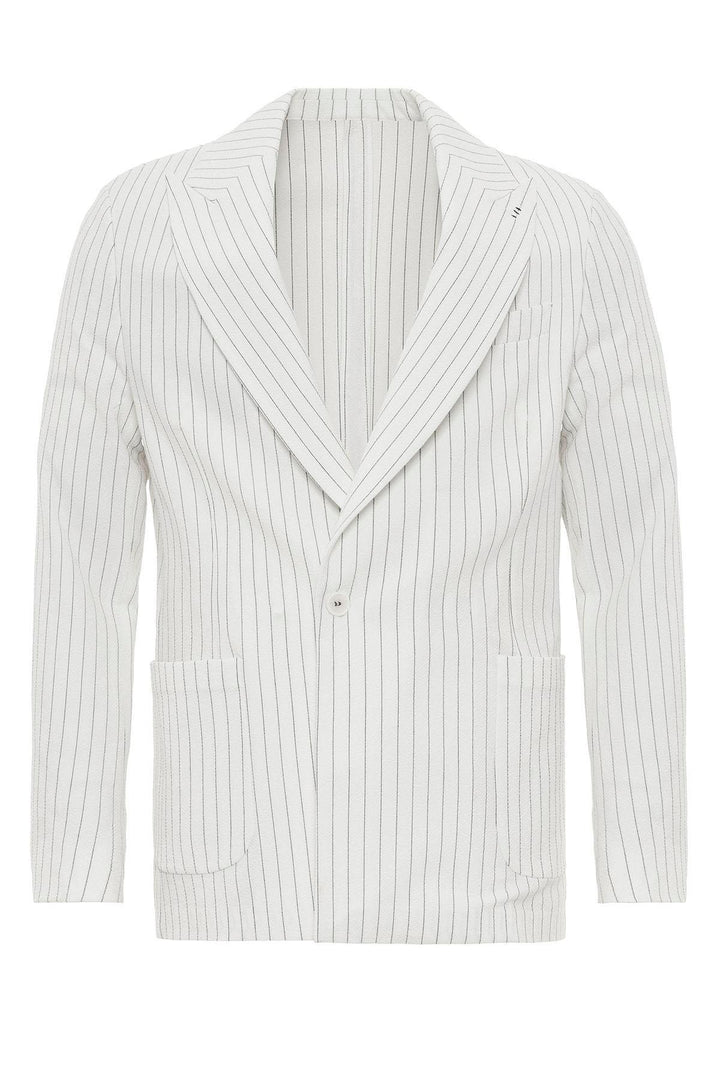 ANT Antioch White Single Button Double Breasted Striped Men's Blazer Jacket - Wermelskirchen
