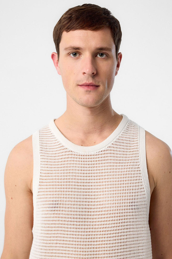 ANT Antioch White Knitted Men's Tank Top - Canterbury