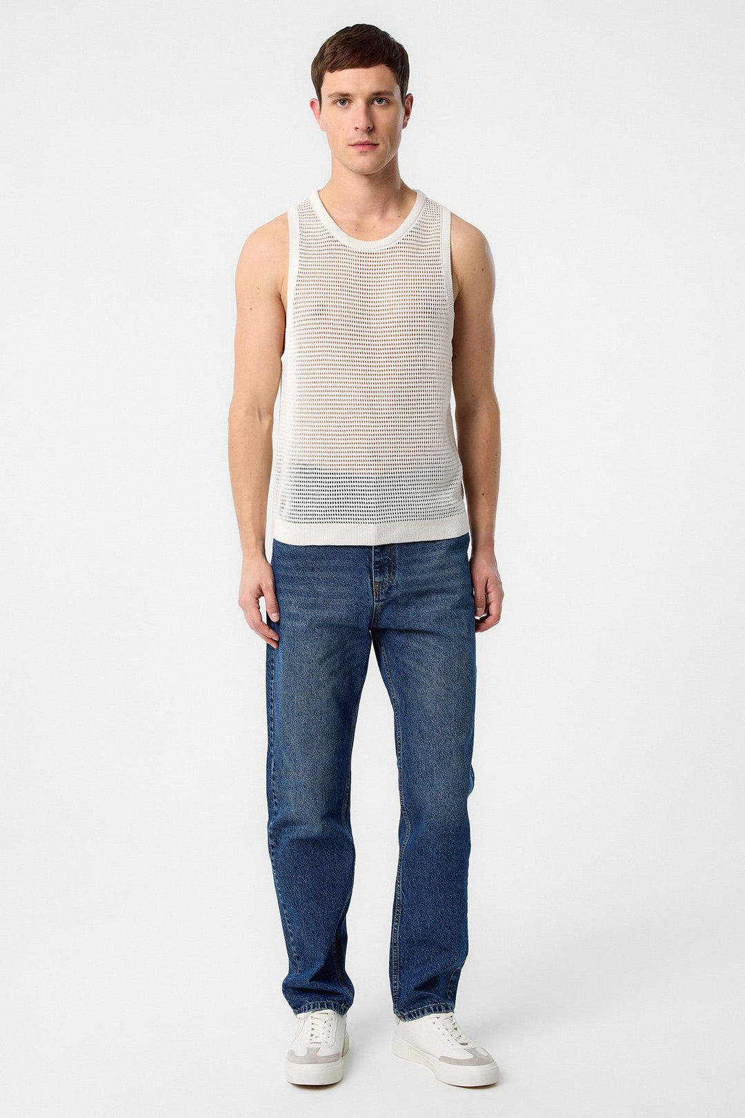 ANT Antioch White Knitted Men's Tank Top - Canterbury