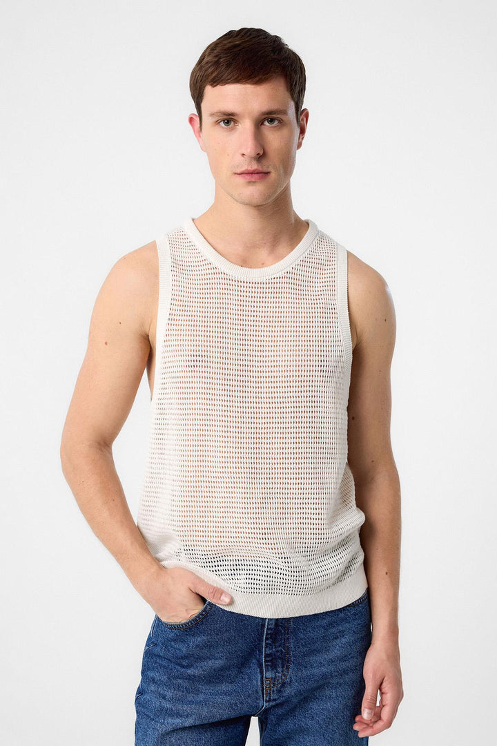 ANT Antioch White Knitted Men's Tank Top - Canterbury