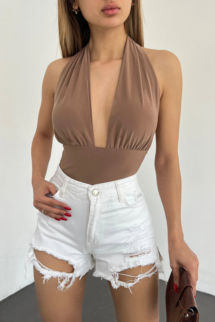 White Washed Laser Cut Mini Denim Shorts BCDF-233301 - Ilkeston