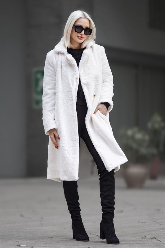 MDX White Soft Textured Plush Coat MG1971 - Pakenham
