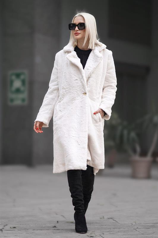 MDX White Soft Textured Plush Coat MG1971 - Pakenham
