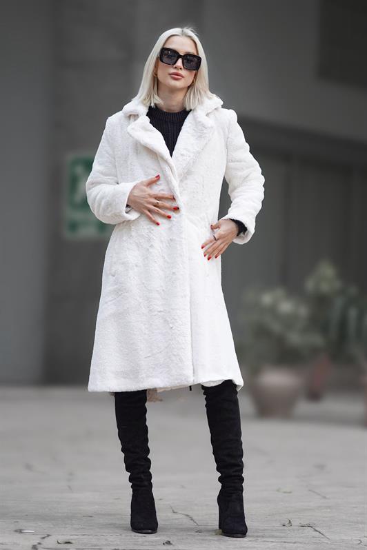 MDX White Soft Textured Plush Coat MG1971 - Pakenham