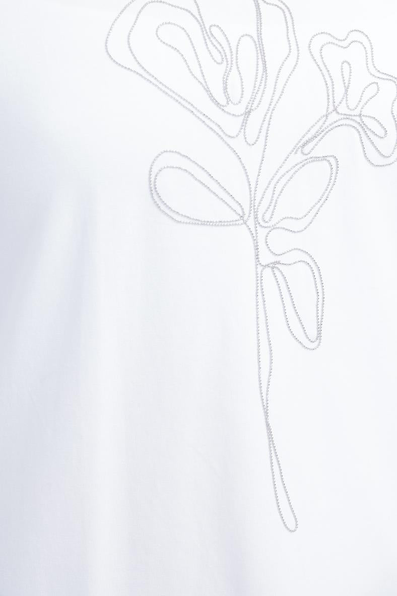TLD Women Allday White Long Sleeve Embroidered Detail Supreme T-shirt - Union