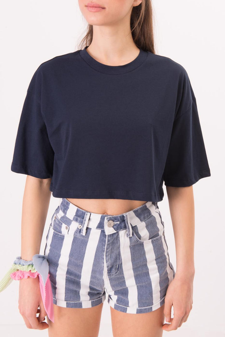 BSL Women Round Neck Short Sleeve Crop T-Shirt - Kamianske