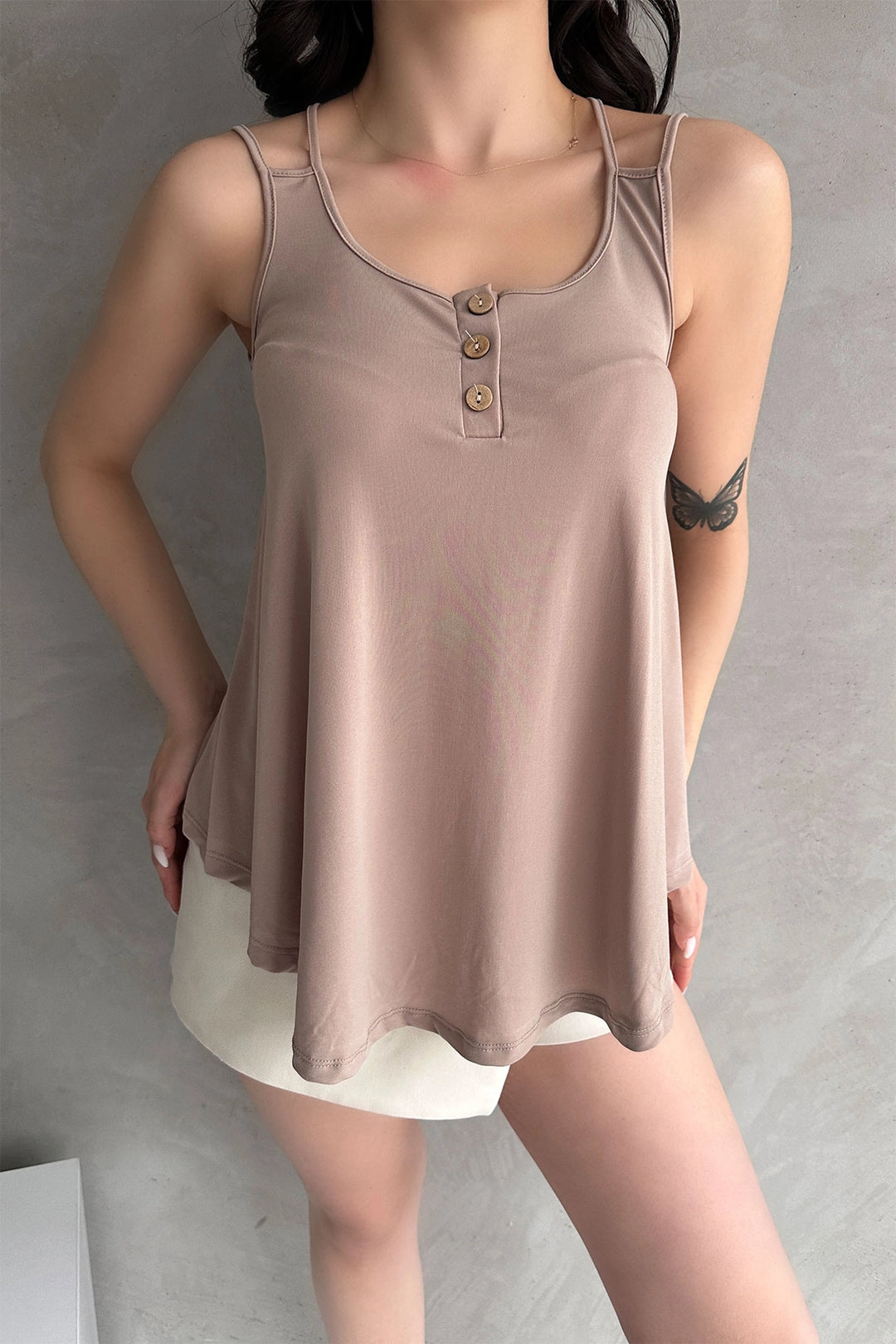 Biscuit Button Detailed Blouse BCDF-252163 - Waterlooville