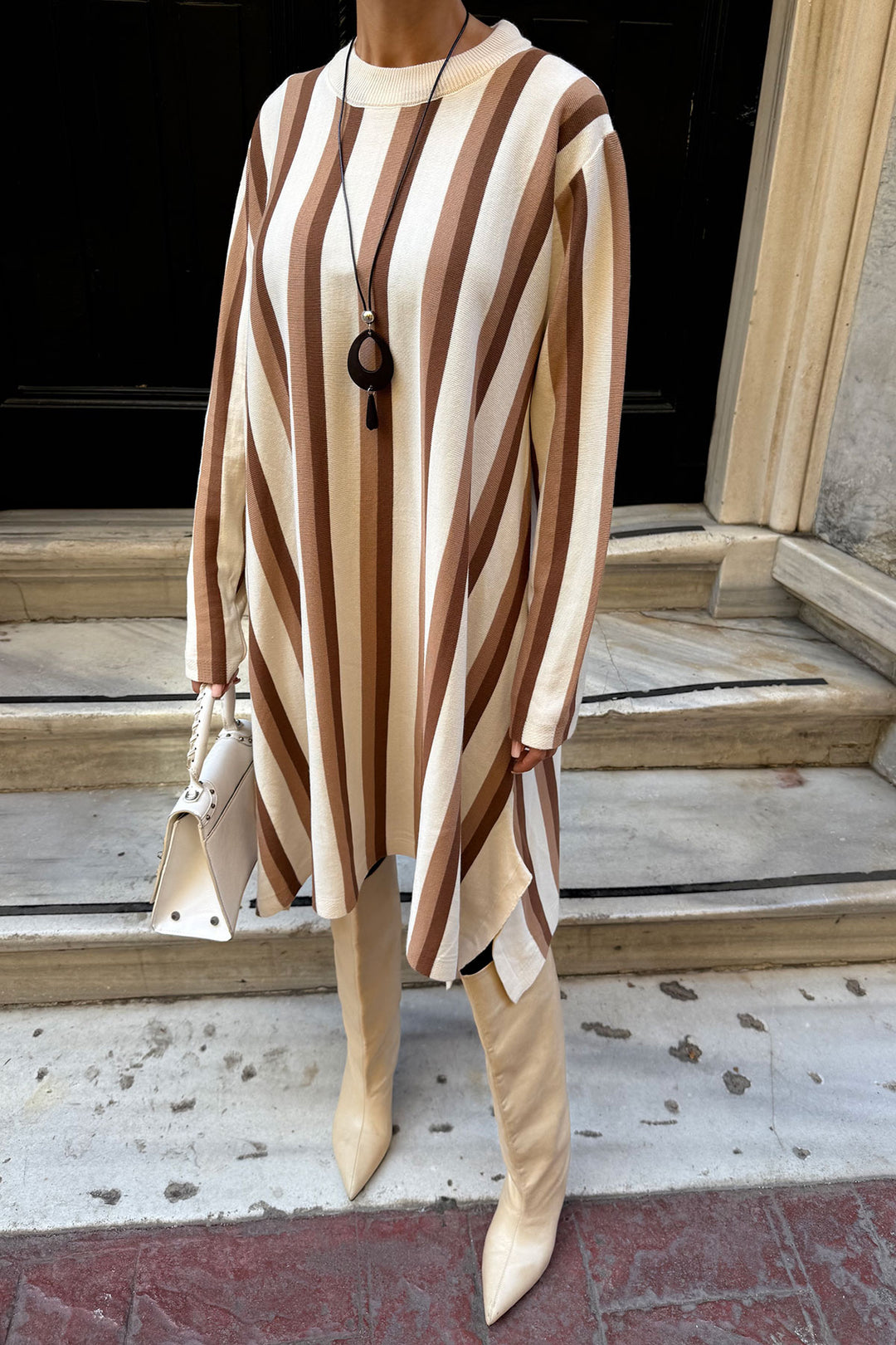 Biscuit Bicycle Collar Striped Patterned Knit Dress BCDF-25A9130 - North Highlands